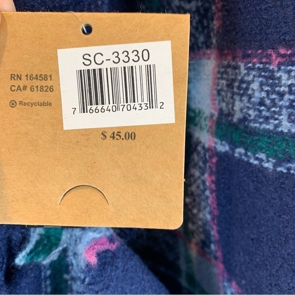 Just Cozy NWT Navy Blue Plaid  Tartan Blanket Scarf - Picture 6 of 7